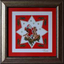 Картина «Дед Мороз с подарками»,ручная работа, вышивка, в г.Минск