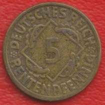 Германия 5 пфеннигов рентенпфеннигов 1924 г. J Гамбург, в Орле