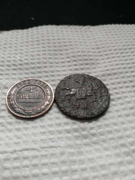 Монета копейка Петра 1 го в Таганроге