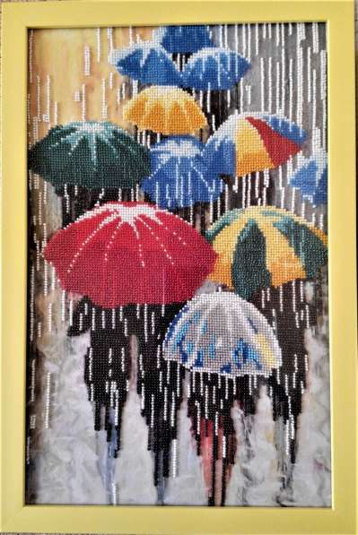 Картина вышитая бисером "Летний дождь"
