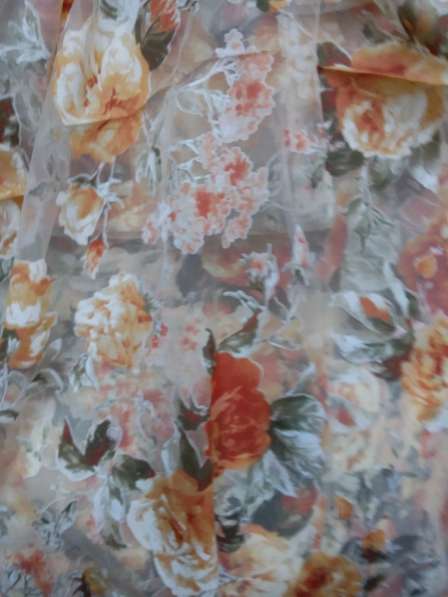 Тюль органза персиковые розы 300*180см в Москве