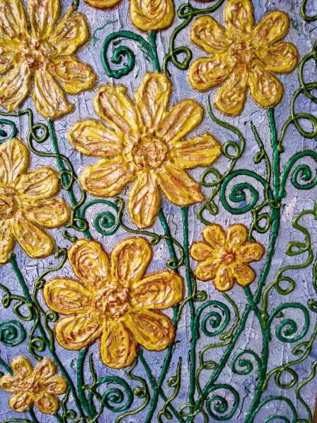 Желтые цветы. Картина — панно скульптурное в Москве фото 3