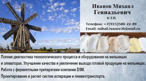 Услуги инженера-технолога мукомольного производства в Воронеже