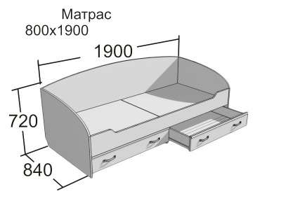 Кровать Кр-1x4 "Атлантида" Евромебель в Кемерове