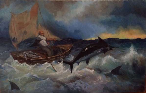 Картина Старик и море 60х90 холст масло