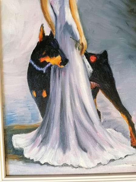 Картины: Картина маслом Дама в шляпе с собакой (Верный страж в Москве