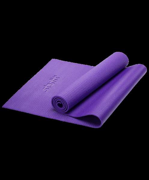 Коврик для йоги FM-101 PVC 173x61x0,3 см, фиолетовый в Сочи