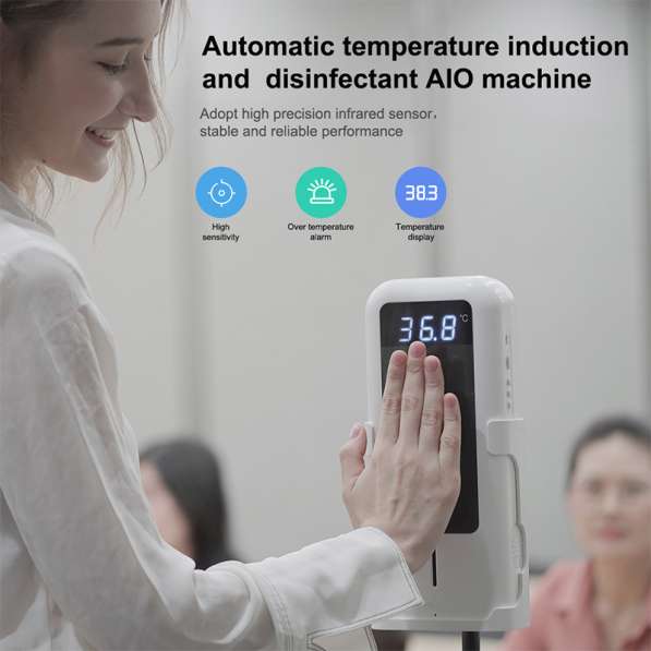 Дезинфицирующее устройство с измерителем температуры и голос в 