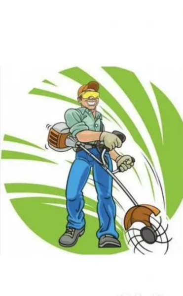 Покос травы триммером