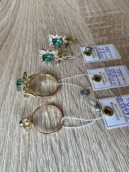 Золотой комплект кольца и серьги с бриллиантами в Пятигорске фото 4