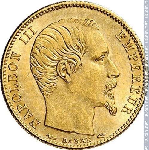 Продаю 5 золотых франков Франции 1854 а