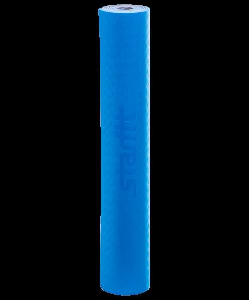 Коврик для йоги FM-201 TPE 173x61x0,4 см, синий/серый