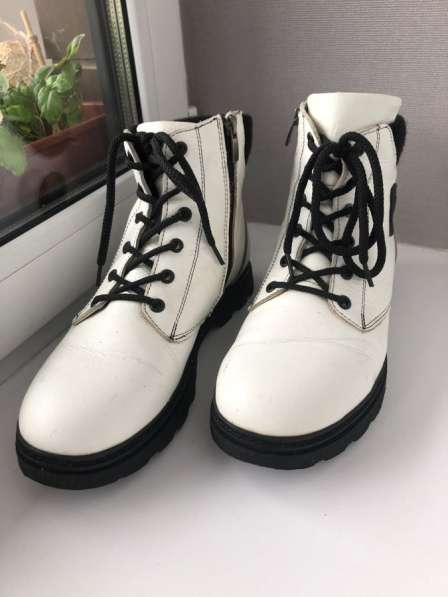 Ботинки зимние, белые, кожаные в Мытищи фото 6
