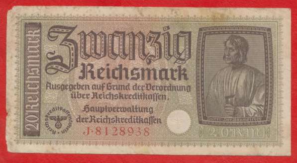 Германия 3 рейх 20 марок 1939 г. J 8128938