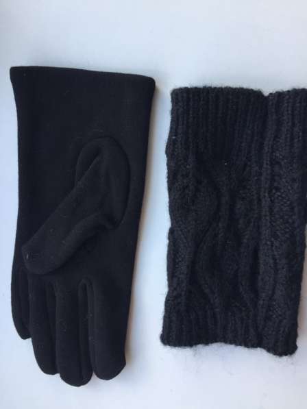 Перчатки новые 44 46 черные теплые верх съемный вязаные мода в Москве фото 7