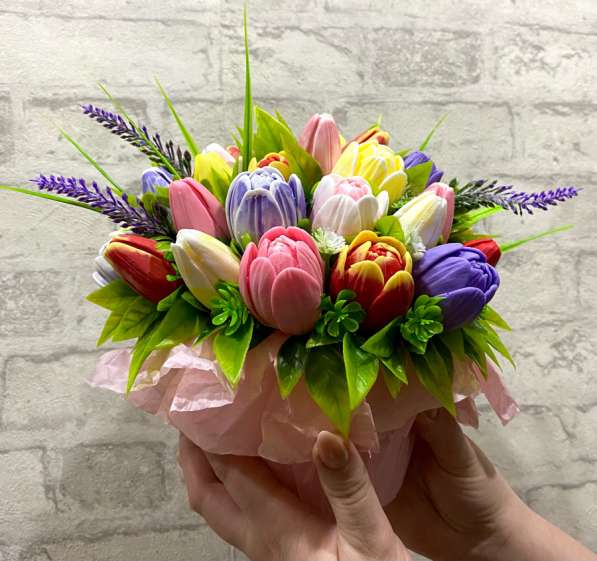 Мыло ручной работы букет тюльпаны в Новочебоксарске фото 3