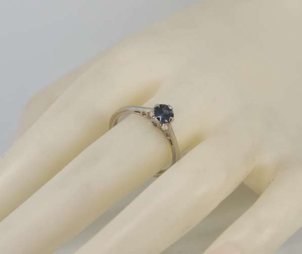 Золотое кольцо с глубоким-синим Сапфиром Ф 5 мм в Москве фото 3