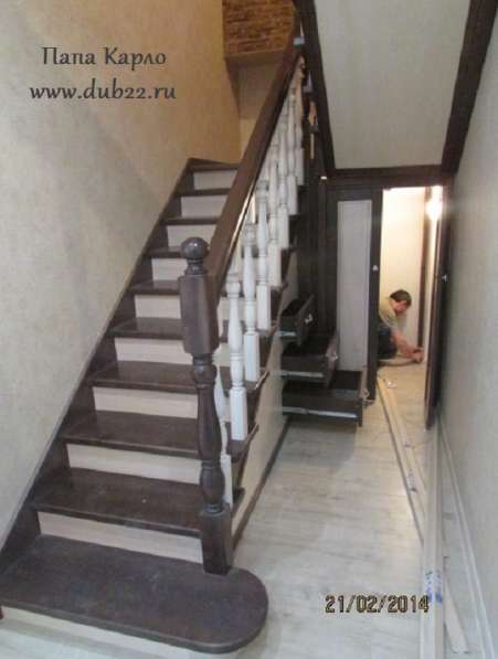Деревянные лестницы в коттедж в Барнауле фото 19