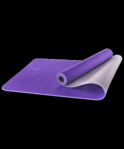 Коврик для йоги FM-201 TPE 173x61x0,5 см, фиолетовый/серый в Сочи