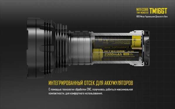 NiteCore Яркий поисковый фонарь на четырех диодах - NiteCore TM16GT в Москве фото 6
