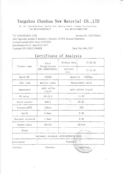 Алкилполиглюкозид АПГ 08-10 50%