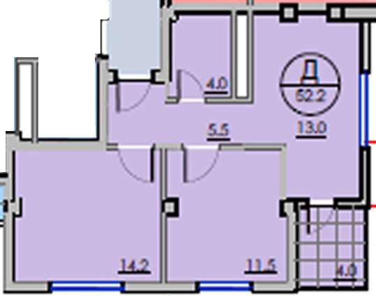 2-комнатная квартира 52,2 кв. м