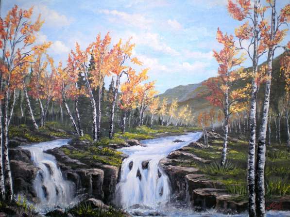 Продам картину маслом "Пейзаж с водопадами" в Ростове-на-Дону фото 3
