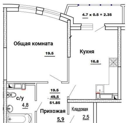 Продам однокомнатную квартиру в Краснодар.Жилая площадь 51,90 кв.м.Этаж 4.Дом монолитный.