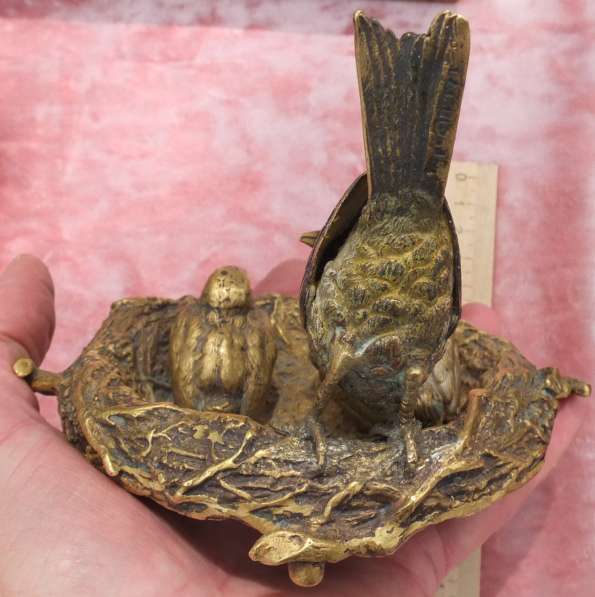 Бронзовая статуэтка Гнёздышко с птенцами, венская бронза в Ставрополе фото 9