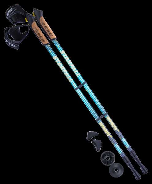 Палки для скандинавской ходьбы Starfall, 77-135 см, 2-секционные, синий/серый/жёлтый в Сочи фото 6