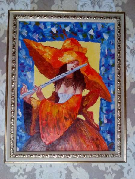 Картина Муза (дама в шляпе с флейтой)живопись масло мастихин