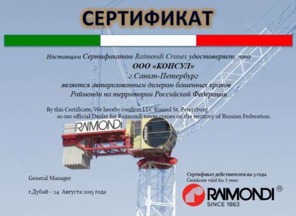Raimondi MRT 189 башенный кран (Новый от дилера) в Санкт-Петербурге фото 4