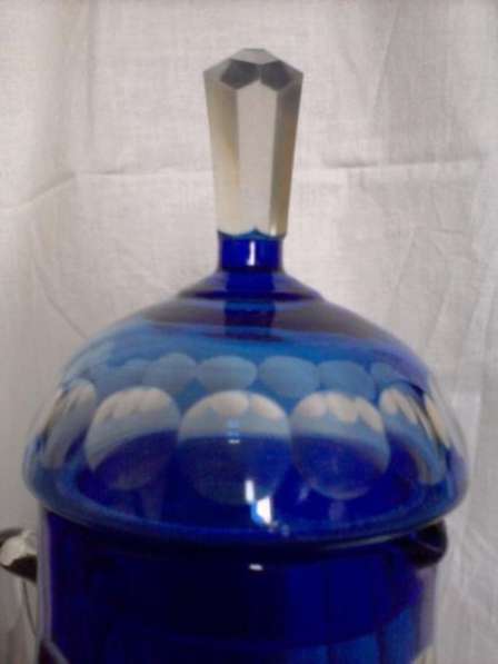 Кувшин раритетный резной с крышкой синее стекло в Тамбове фото 3