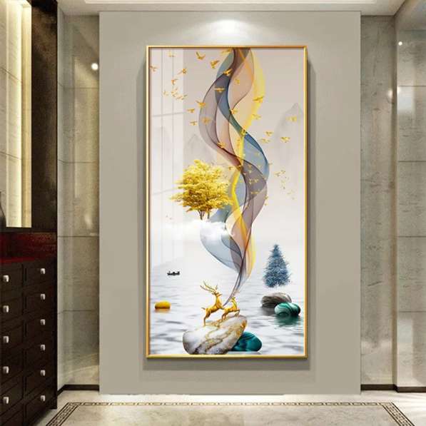 Abstract art Deco Modern style glass painting