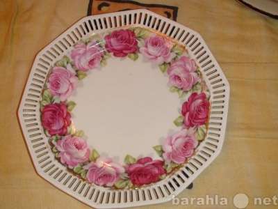 19в тарелка с розами и решоткой