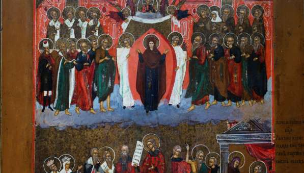 Старинный образ Покрова Пресвятой Богородицы. Россия, Палех в Санкт-Петербурге фото 18