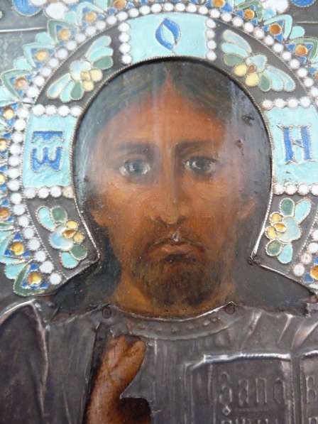 Икона Господь Вседержитель оклад серебро эмаль в Орле фото 6