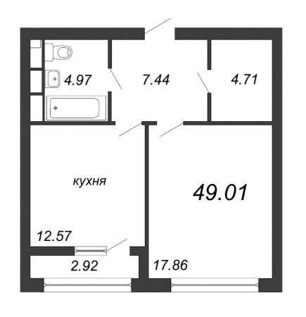 Продается 1 комнатная квартира, 49,01 кв. м