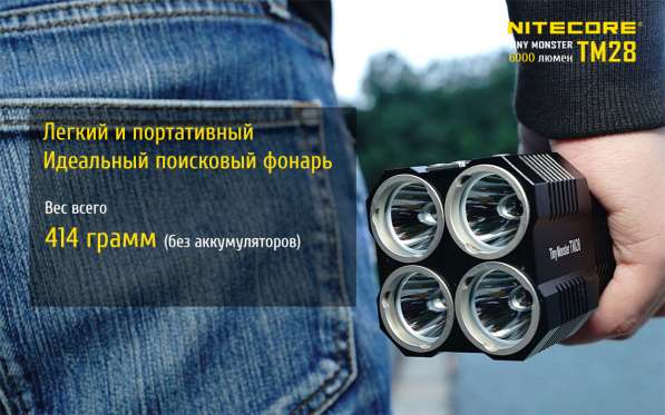 NiteCore Поисковый фонарь TM28, со встроенным З/У + Аккумуляторы IMR 3100mA (комплект) компании NiteCore в Москве фото 5