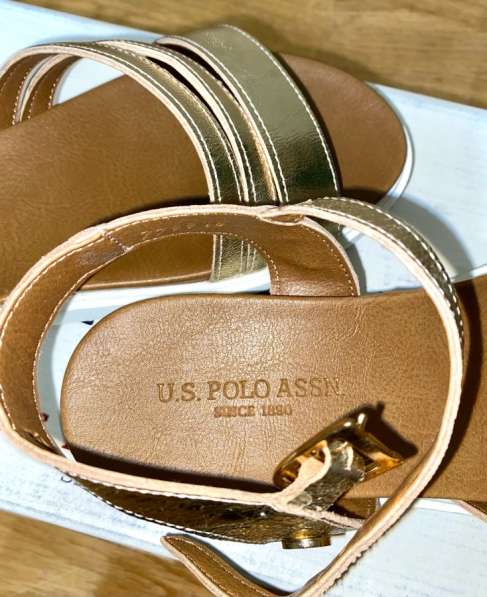 Новые золотые кожаные босоножки “U. S.Polo Assn” в Москве фото 3