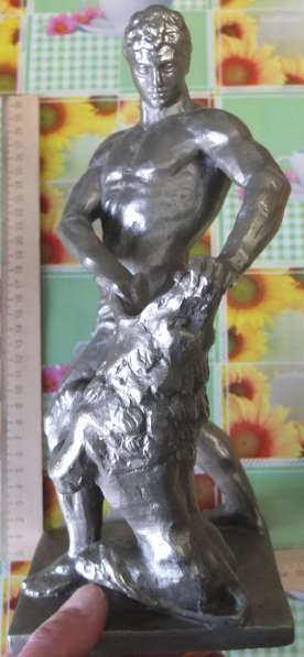 Силуминовая статуэтка Самсон разрывающий пасть льву, СССР в Ставрополе фото 9