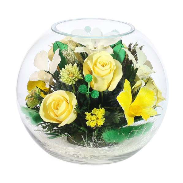 Розы кремовые и желтые в вазах из стекла в Москве фото 17