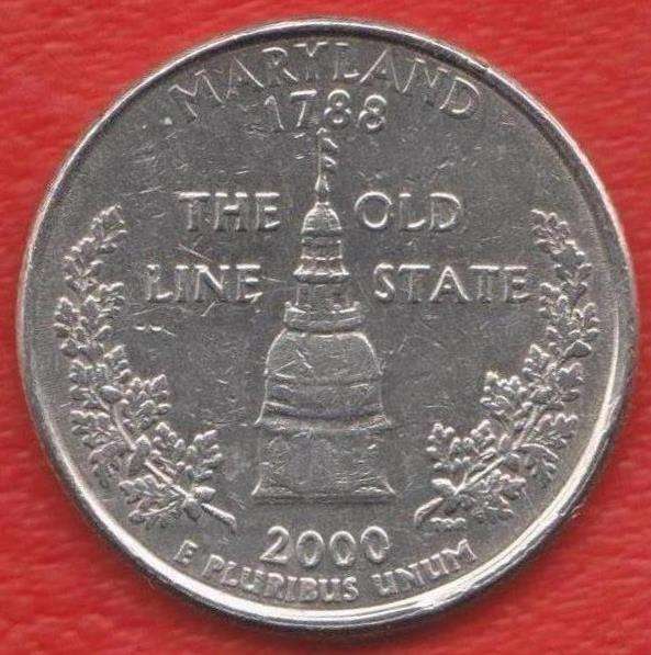 США 25 центов 2000 г. квотер штат Мэриленд знак мондвора P