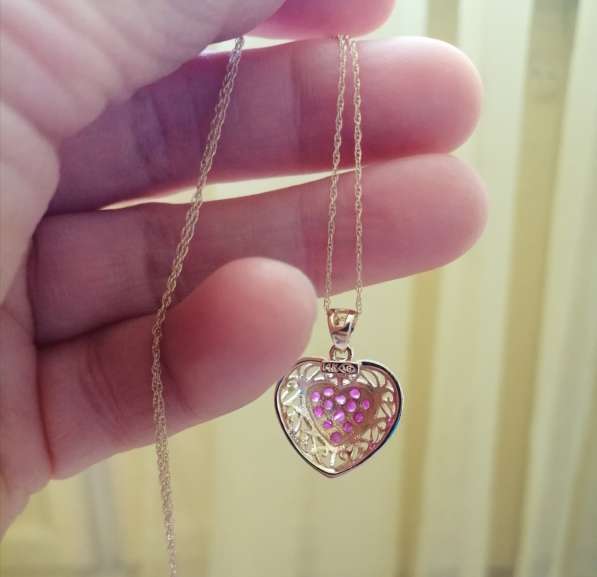 Кулон-сердце,14 рубинов, бриллиант, 14кт, винтаж в Москве фото 3
