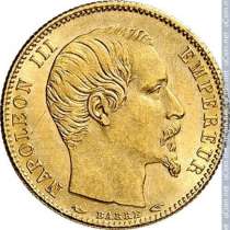 Продаю 5 золотых франков Франции 1854 а, в Москве